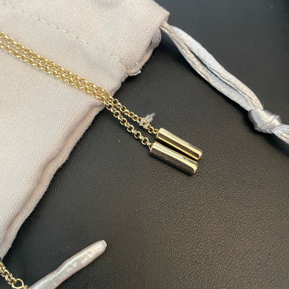 New Kendra Scott Eileen Long Strand Necklace pearls and gold metal - Picture 6 of 9
